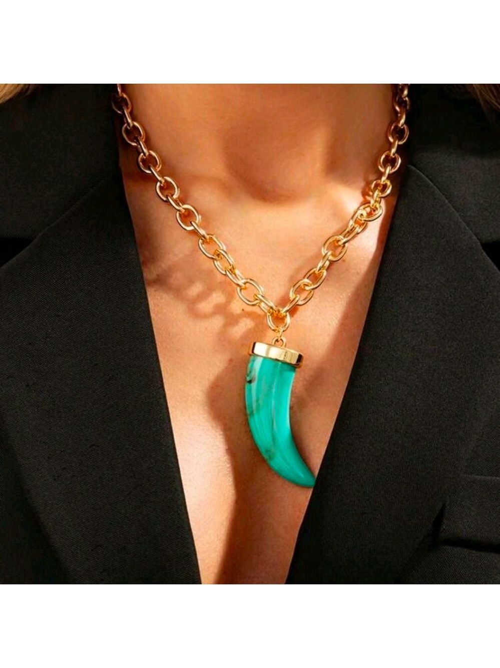 Horn look Pendant Necklace 3 Colors